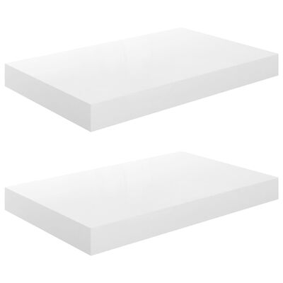 vidaXL Vegghengdar Hillur 2 stk. Háglans Hvítar 40x23x3,8 cm MDF