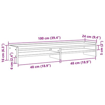 vidaXL Skjástandur Brúnn Eikarlitur 100x24x16 cm Samsettur Viður