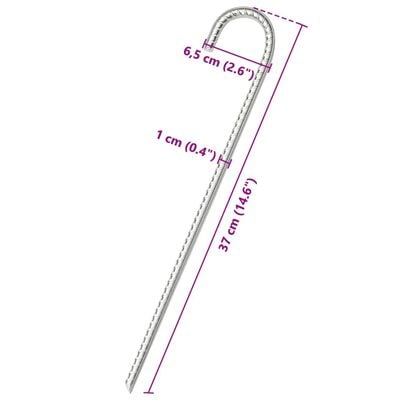 vidaXL Tjaldhælar 6 stk. 37 cm Ø10 mm Galvanhúðað Stál