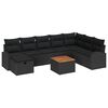 vidaXL Gar&eth;s&oacute;fa sett me&eth; p&uacute;&eth;i me&eth; geymslu 9 pcs Svartur p&oacute;l&yacute;rattan