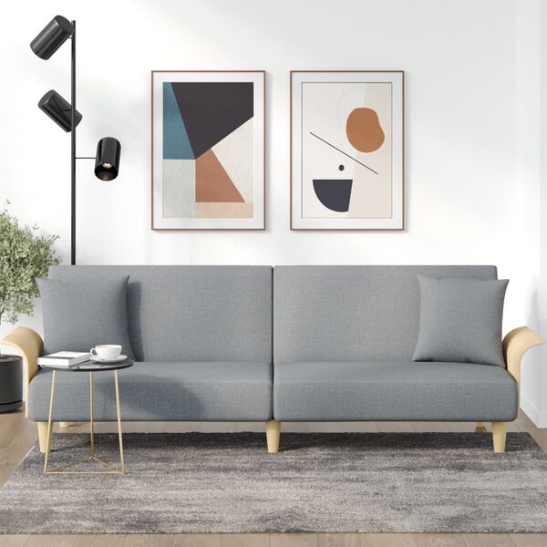 vidaXL svefnsófi með armhvílum Ljósgrátt efni