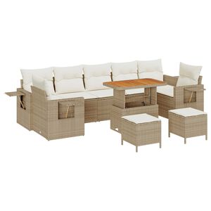 vidaXL Gar&eth;s&oacute;fa sett 10 pcs Drapplita&eth;ur p&oacute;l&yacute;rattan