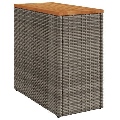 vidaXL Garðborð með Viðarplötu Grár 58x27,5x55 cm Pólýrattan