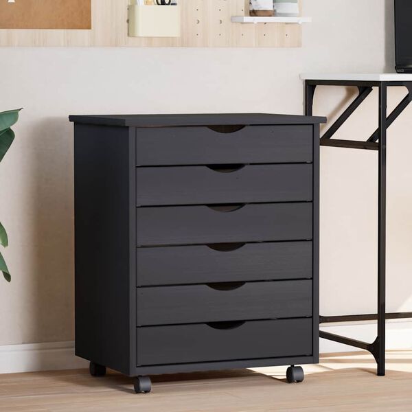 vidaXL Sk&aacute;pur &aacute; Hj&oacute;lum me&eth; Sk&uacute;ffum MOSS Gr&aacute; Gegnheil Fura