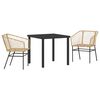 vidaXL Gar&eth;ur bor&eth;sett 3 pcs Br&uacute;nn p&oacute;l&yacute;rattan
