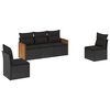 vidaXL 5 Hluta Gar&eth;s&oacute;fasett me&eth; Sessum Svart P&oacute;l&yacute;rattan