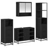 vidaXL Ba&eth;herbergismublasett 4 pcs Svartur Eik Samsettur vi&eth;ur