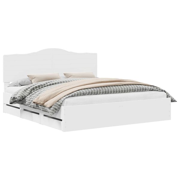 vidaXL Ramsv&iacute;k me&eth; sk&uacute;ffu Hv&iacute;t 180 x 200 cm Verkfr&aelig;&eth;ilegt tr&eacute;