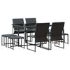 vidaXL Gar&eth;ur bor&eth;sett 9 pcs Svartur St&aacute;l