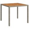 vidaXL Gar&eth;bor&eth; 90x90x75 cm P&oacute;l&yacute;rattan og Akas&iacute;uvi&eth;ur Gr&aacute;tt