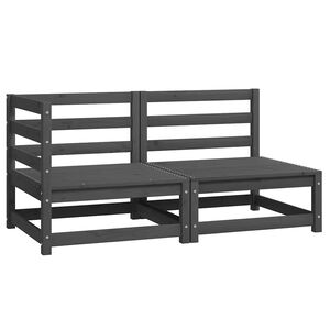 vidaXL 2 Hluta Gar&eth;s&oacute;fasett Gr&aacute;tt Gegnheil Fura