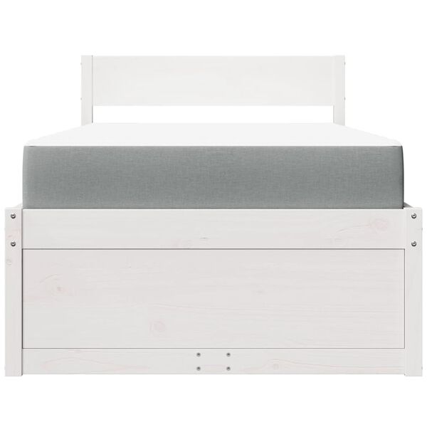 vidaXL R&uacute;mgrind me&eth; Sk&uacute;ffum og D&yacute;nu Hv&iacute;tt 90x200 cm Gegnheil Fura