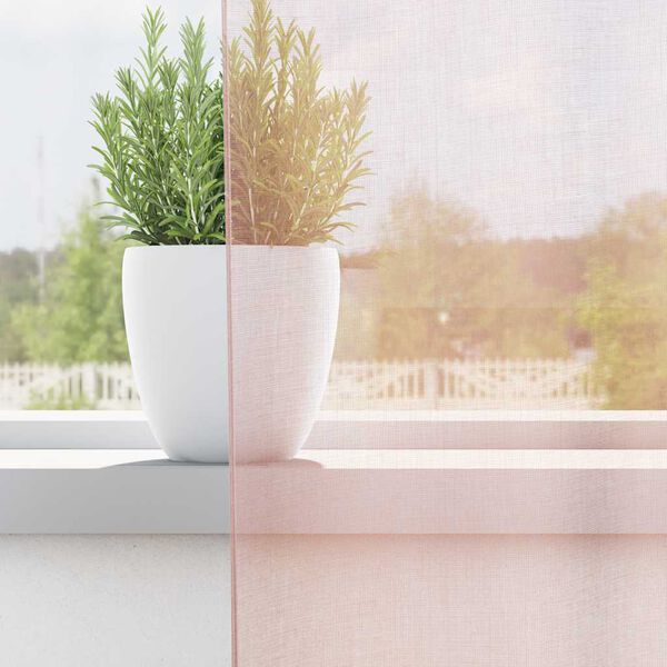 vidaXL Voile Gard&iacute;nur me&eth; stangavasum 2 stk Lj&oacute;sbleikur