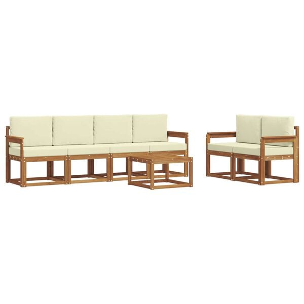 vidaXL &Uacute;ti s&oacute;fasett me&eth; p&uacute;&eth;i 7 pcs N&aacute;tt&uacute;rulegt og Krem Hrein akas&iacute;utr&eacute;