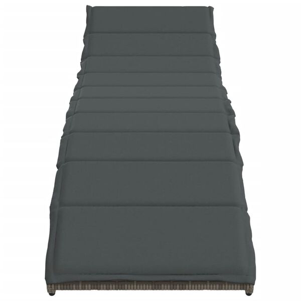 vidaXL Sólbekkur með Sessu 55x199x50 cm Grátt Pólýrattan