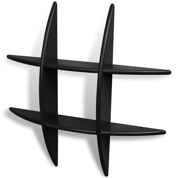 Svört MDF Fljótandi Útstillingarhilla Bóka/DVD Geymsla