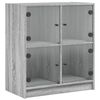 vidaXL Hli&eth;arsk&aacute;pur me&eth; Glerhur&eth;um Gr&aacute; Sonoma Eik 68x37x75,5 cm