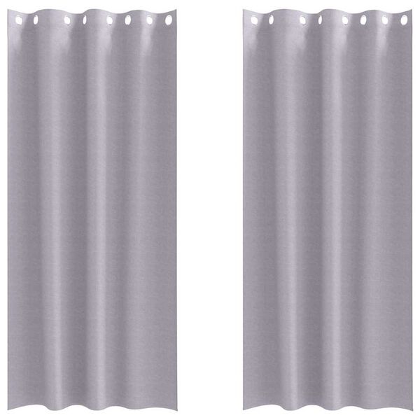 vidaXL Svartgard&iacute;nur me&eth; hringjum 2 pcs M&aacute;lmur Gr&aacute;r 245 x 140 cm
