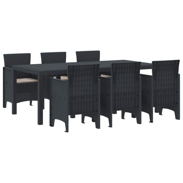 vidaXL Garður borðsett 7 pcs Antrasít Polt rattan