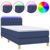 vidaXL H&oacute;lfa&eth; Springr&uacute;m me&eth; D&yacute;nu og LED Bl&aacute;r 90x200cm Tauefni