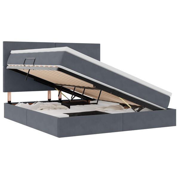 vidaXL R&uacute;m me&eth; geymslur&yacute;mi og d&yacute;nu D&ouml;kk gr&aacute; 180 x 200 cm Flauel