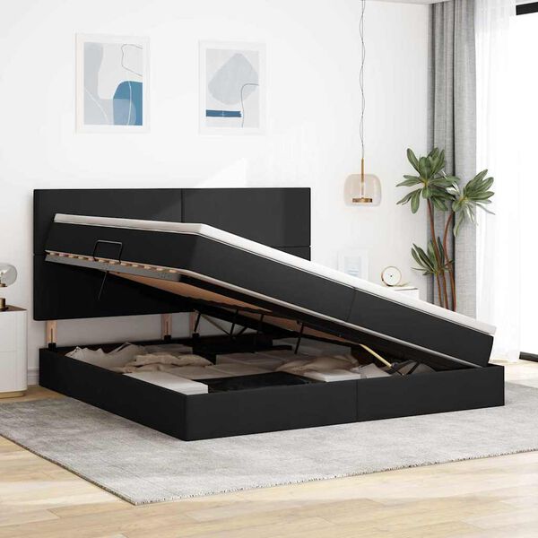 vidaXL R&uacute;m me&eth; geymslur&yacute;mi og LED Svartur 200 x 200 cm P&oacute;l&yacute;ester