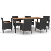 vidaXL 7 Hluta Gar&eth;bor&eth;stofusett me&eth; Sessum Svart P&oacute;l&yacute;rattan