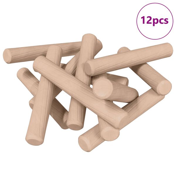 vidaXL Tr&eacute;kambur 12 pcs Br&uacute;nn &Oslash;6 x 40 mm Gegnheill vi&eth;ur