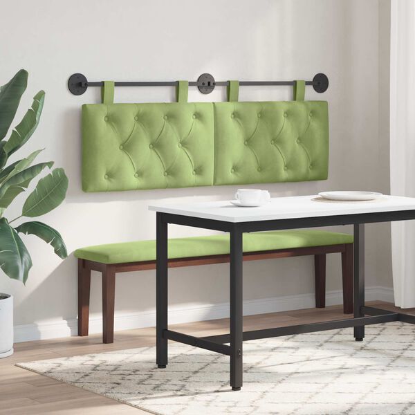 vidaXL Hengisk&aacute;li Vegghengt L&eacute;tt gr&aelig;nn 130 x 55 x 7 cm Flauel