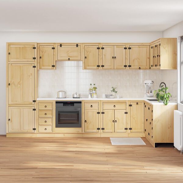 vidaXL Cabinet me&eth; sk&uacute;ffu SKI 14 pcs Hunangsbjartur Solid furuhikk