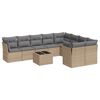 vidaXL 10 Hluta Gar&eth;s&oacute;fasett me&eth; Sessum Drappa&eth; P&oacute;l&yacute;rattan