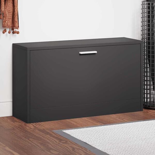 vidaXL sk&oacute;bekkur svartur 80x24x45 cm &uacute;r verkfr&aelig;&eth;ilegu tr&eacute;