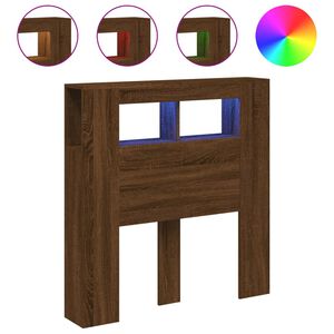 vidaXL LED H&ouml;f&eth;agafl Br&uacute;nn Eikarlitur 100x18,5x103,5cm Samsettur Vi&eth;ur