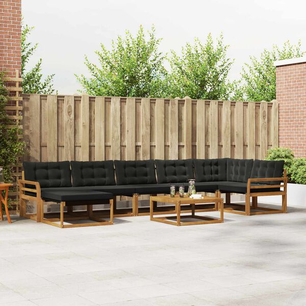 vidaXL &Uacute;ti s&oacute;fasett 22 pcs N&aacute;tt&uacute;rulegur og svartur Hrein akas&iacute;utr&eacute;