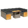 vidaXL 10 Hluta Gar&eth;s&oacute;fasett me&eth; Sessum Gr&aacute;tt P&oacute;l&yacute;rattan
