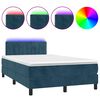 vidaXL H&oacute;lfa&eth; Springr&uacute;m me&eth; D&yacute;nu&LED D&ouml;kkbl&aacute;tt 120x190 cm Flauel