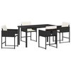 vidaXL Gar&eth;ur bor&eth;sett me&eth; p&uacute;&eth;i 5 pcs Svartur p&oacute;l&yacute;rattan