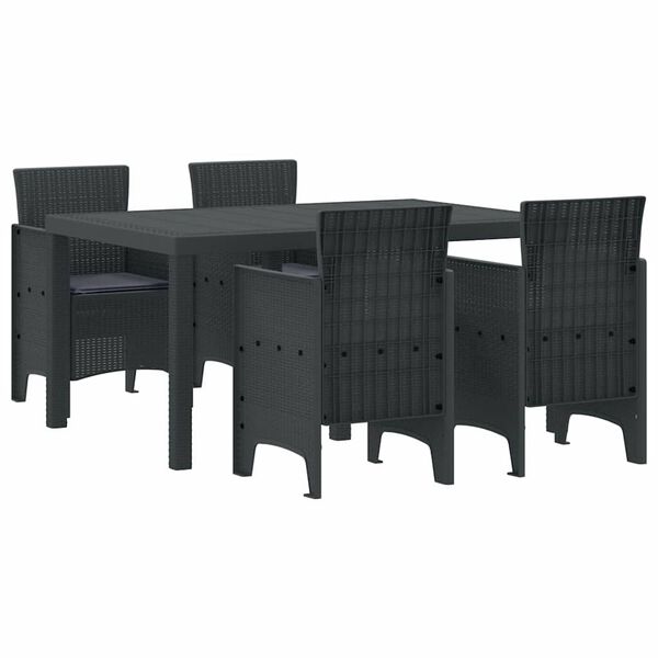 vidaXL Garður borðsett 5 pcs Antrasít Polt rattan