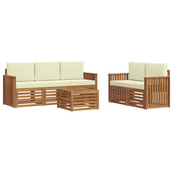 vidaXL S&oacute;fasett me&eth; p&uacute;&eth;i 6 pcs N&aacute;tt&uacute;rulegt og Krem Hrein akas&iacute;utr&eacute;