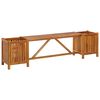 vidaXL Gar&eth;bekkur me&eth; 2 bl&oacute;makerjum 150x30x40 cm Gegnheill Akas&iacute;uvi&eth;ur