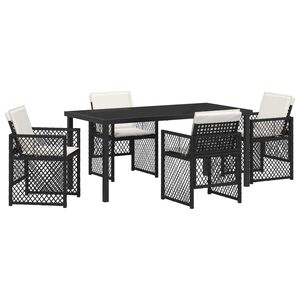 vidaXL Gar&eth;ur bor&eth;sett 5 pcs Svartur p&oacute;l&yacute;rattan