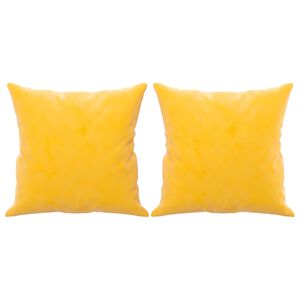 vidaXL Skrautpúðar 2 stk 40x40 cm Gulur Flauel