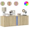 vidaXLVeggfestur Sj&oacute;nvarpssk&aacute;pur me&eth; LED lj&oacute;sum Sonoma eik 100x31x35cm