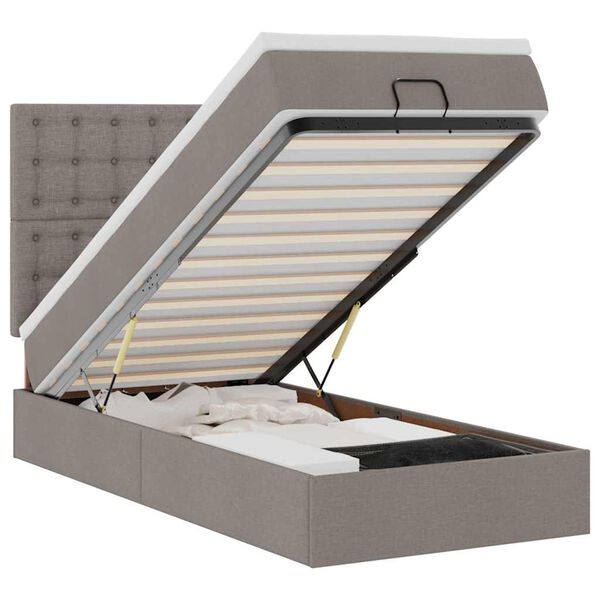 vidaXL Ottoman r&uacute;mgrind me&eth; d&yacute;nu Taupe 90x190 cm Efni