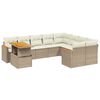 vidaXL 10 Hluta Gar&eth;s&oacute;fasett me&eth; Sessum Drappa&eth; P&oacute;l&yacute;rattan