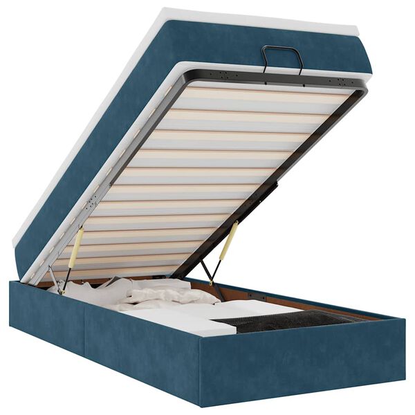 vidaXL Ottoman r&uacute;mgrind me&eth; d&yacute;nu D&ouml;kkbl&aacute;r 90x190 cm Flauel