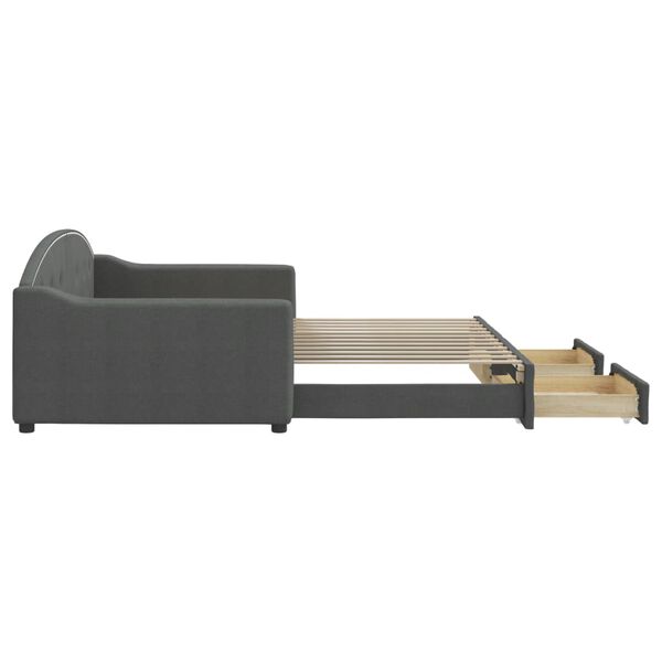 vidaXL Svefns&oacute;fi me&eth; Hj&oacute;lapl&ouml;tu og Sk&uacute;ffum &aacute;n D&yacute;nu D&ouml;kkgr&aacute;r 100x200 cm