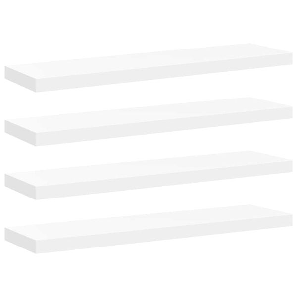 vidaXL Vegghengdar Hillur 4 stk. Hv&iacute;tar 90x23,5x3,8 cm MDF
