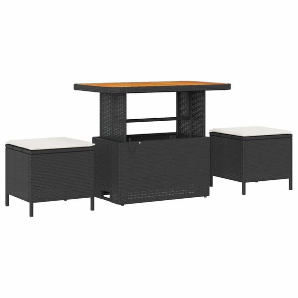 vidaXL Gar&eth;s&oacute;fa sett 8 pcs Svartur p&oacute;l&yacute;rattan