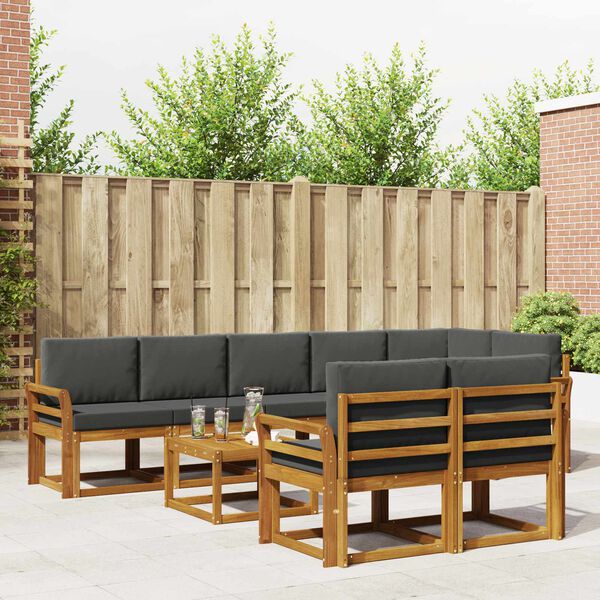 vidaXL &Uacute;ti s&oacute;fasett me&eth; p&uacute;&eth;i 9 pcs N&aacute;tt&uacute;rulegt og Antrac&iacute;t